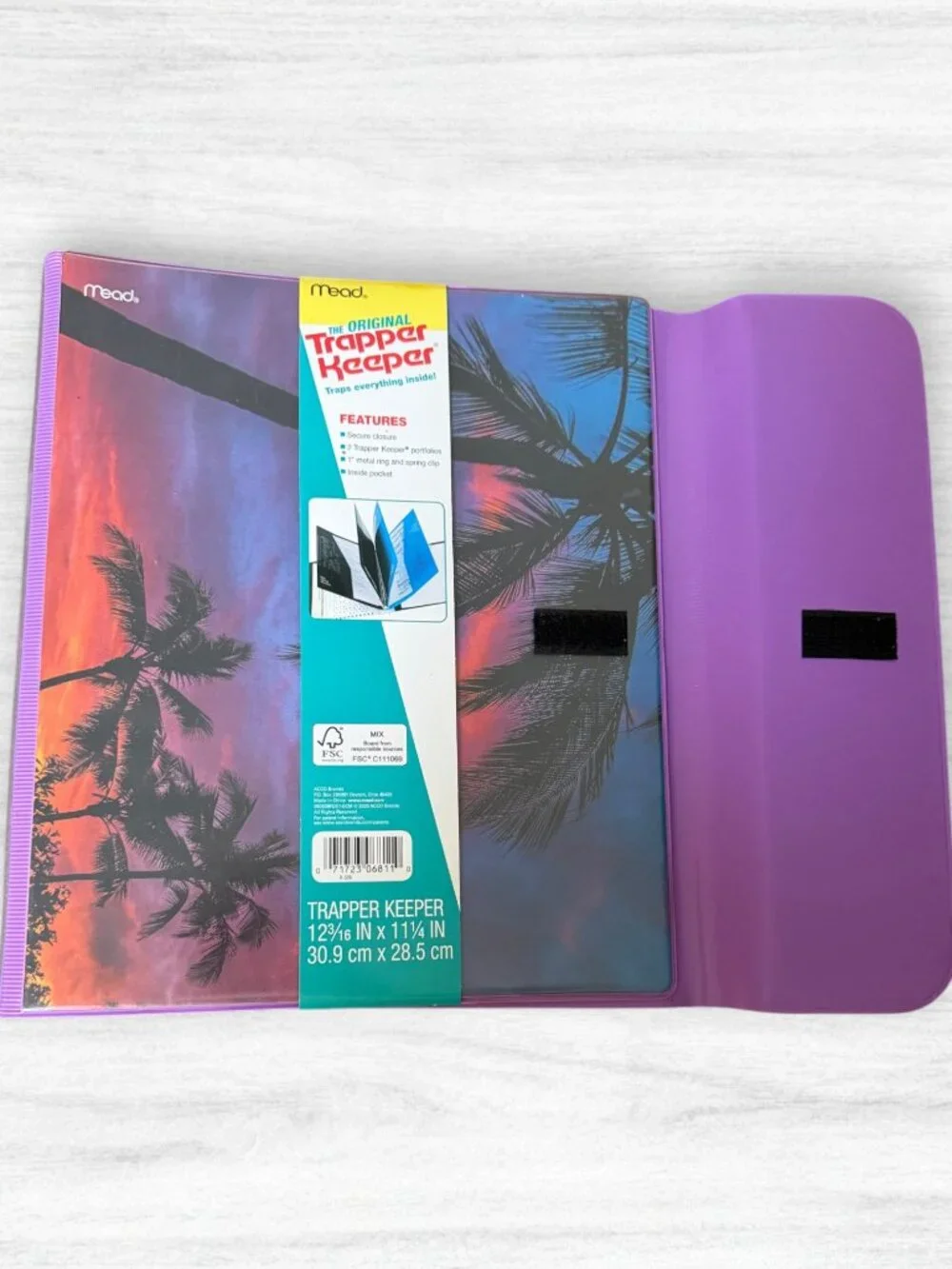 Mead Original Trapper Keeper Palm Tree Sunset Purple Binder Organizer 1